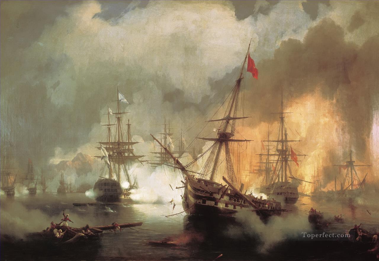 La batalla de Navarino 1846 Romántico Ivan Aivazovsky Ruso Pintura al óleo